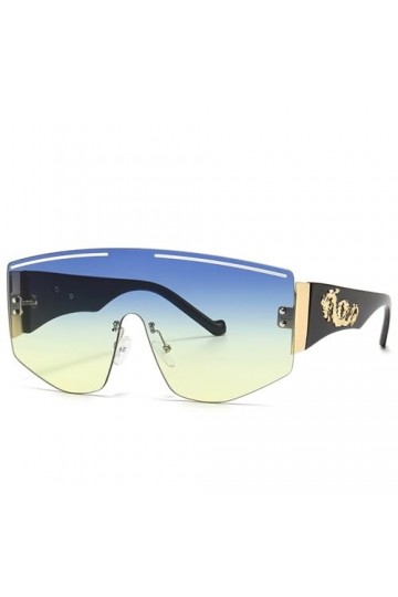 HPIRME Lunettes de soleil carrées surdimensionnées dune seule pièce pour femmes et hommes, lunettes de soleil punk sans mont
