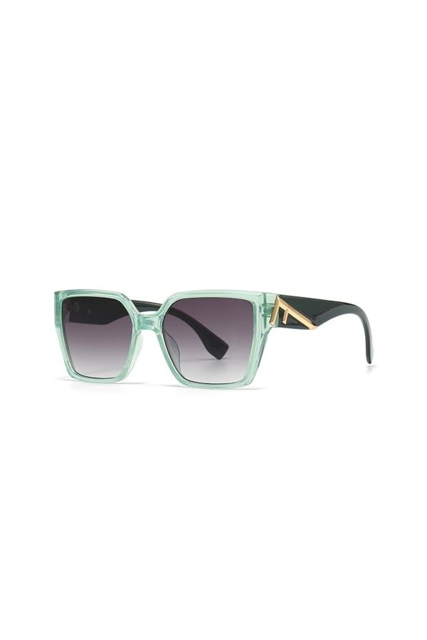 HPIRME Lunettes de Soleil surdimensionnées Femmes Vintage Lettre Rays Miroir Nuances Lunettes de Soleil de fête, Vert, Taille
