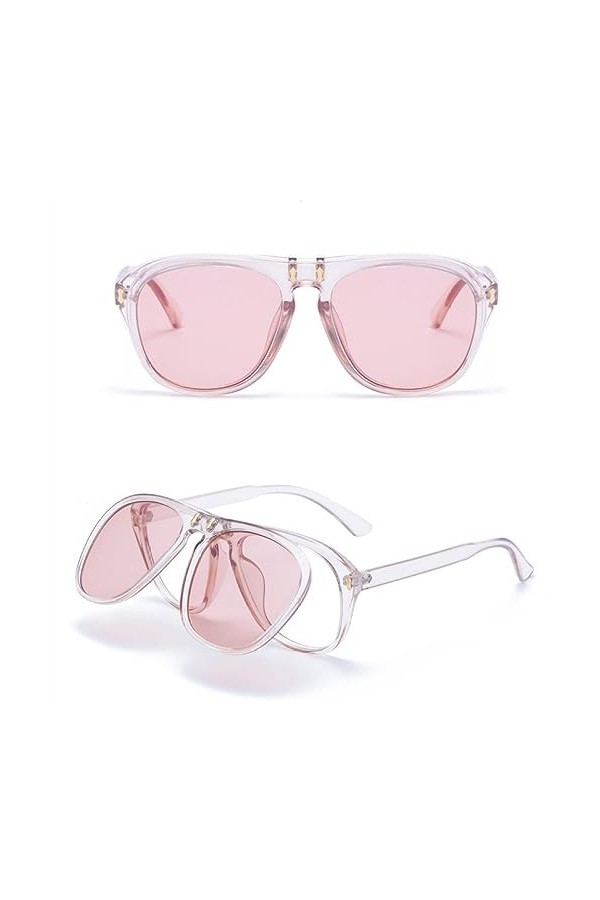 HPIRME Lunettes de soleil à rabat femmes hommes lunettes de soleil carrées surdimensionnées lunettes à deux lentilles, lentil