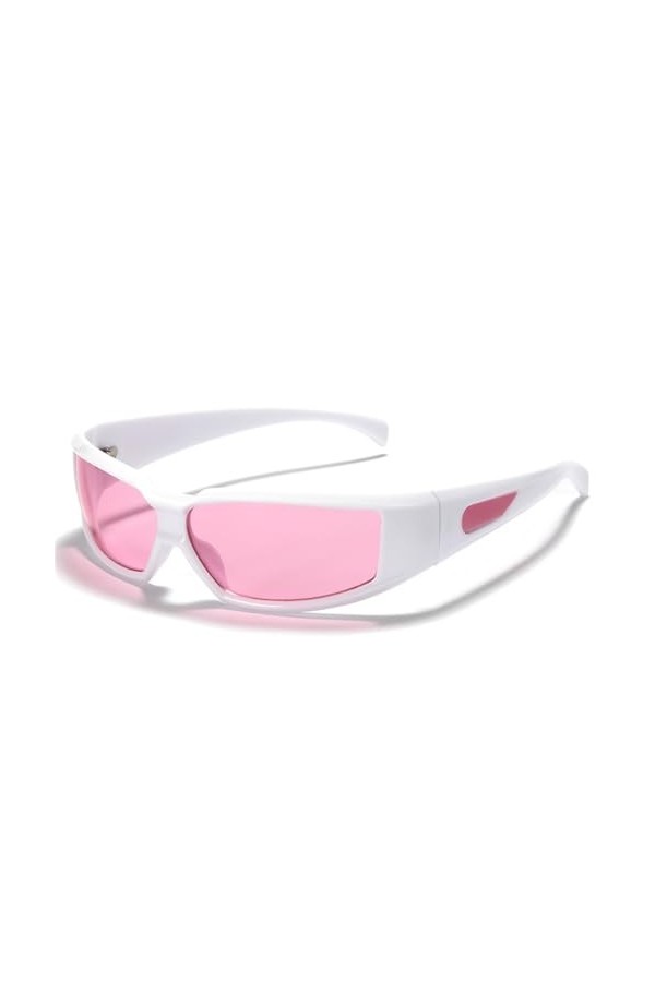 OVZA Lunettes de Soleil de Sport Hommes Mode Punk Lunettes Dégradées Lunettes Coupe-Vent Femmes Argent Mirro Lentille S2065, 
