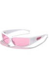 OVZA Lunettes de Soleil de Sport Hommes Mode Punk Lunettes Dégradées Lunettes Coupe-Vent Femmes Argent Mirro Lentille S2065, 