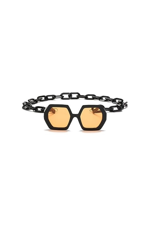 HPIRME Punk carré lunettes de soleil femmes Vintage chaîne polygone lunettes de soleil femmes nuances grand cadre UV400 lunet