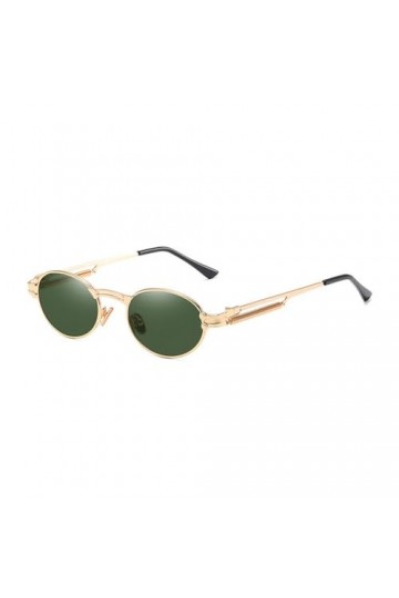 Lunettes de Soleil Rondes rétro dorées Lunettes de Soleil Punk en métal Vintage pour Hommes pour Femmes Ovales UV400, Or avec