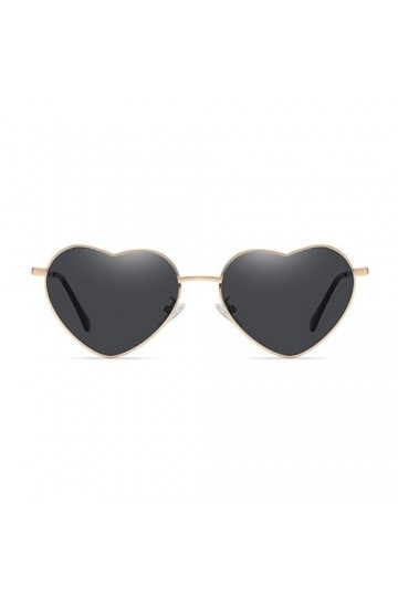 Lunettes de Soleil Coeur Femmes Punk Vintage Femmes Lunettes de Soleil polarisées Hommes Nuances Protection UV, Gris Or, Tail