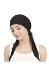 Bonnet chimio pour femme en coton respirant Turban musulman couleur unie chimiothérapie bonnet de sommeil protection des orei