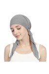 Bonnet chimio pour femme en coton respirant Turban musulman couleur unie chimiothérapie bonnet de sommeil protection des orei