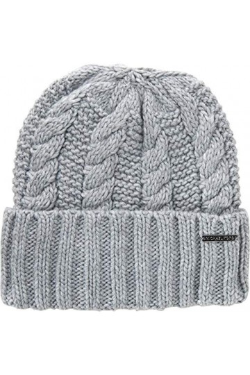 Michael Michael Kors Women`s Cable Knit Teddy Fleece Winter Beanie Hat Pearl Heather Grey 538560C-052 /Nickel, One Size 