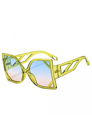 HCHES Lunettes de soleil carrées femmes lunettes de soleil grand cadre pour femme lunettes de soleil irrégulières UV400, vert