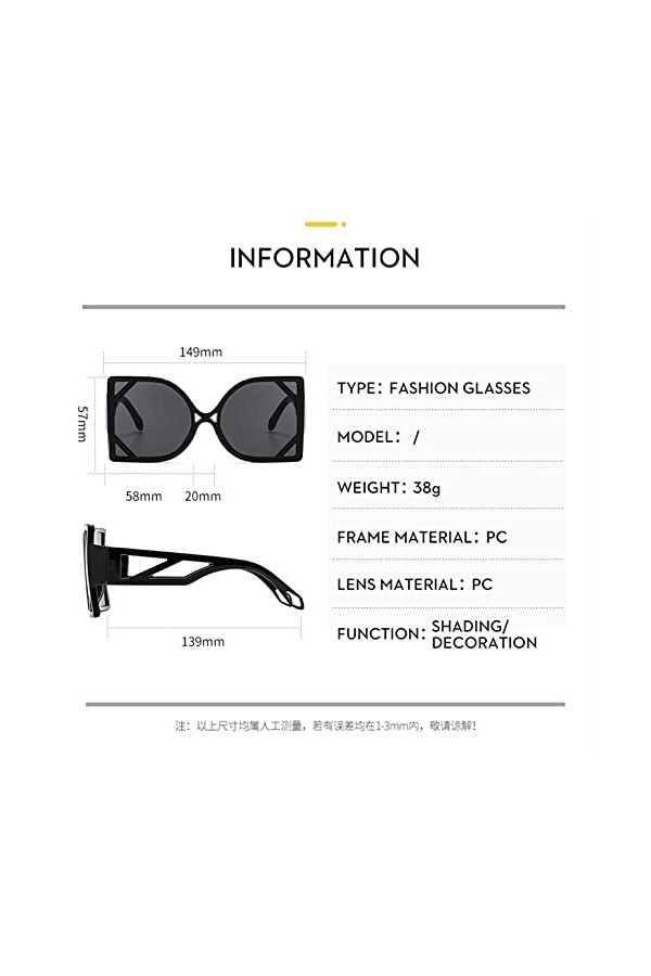 HCHES Lunettes de soleil carrées femmes lunettes de soleil grand cadre pour femme lunettes de soleil irrégulières UV400, vert