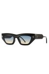 Rétro Cat Eye Femmes Lunettes de Soleil Bleu Vintage Lunettes Hommes Rivets Gradient Lunettes de Soleil UV400, thé bleu noir,