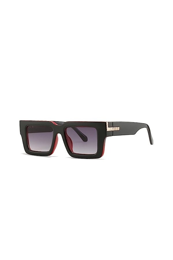HPIRME Lunettes de soleil Vintage femmes hommes rayons carrés miroir UV400 nuances fête lunettes de soleil en plein air, noir