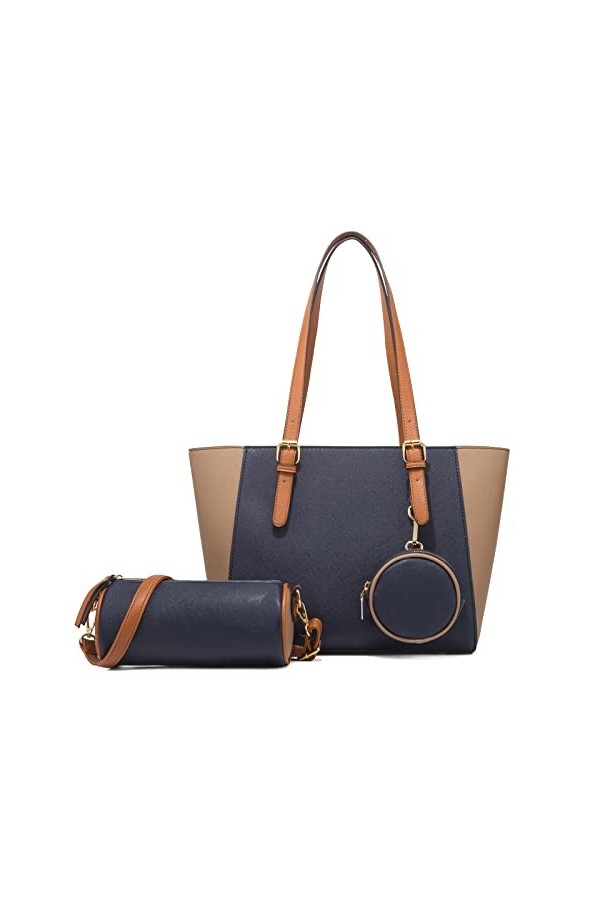 FANDARE Elégant Sac à Main Femme PU Cuir Sac Bandouliere Sac à épaule Ensemble 3 pièces Portefeuille Sacs Portés Sacoche Sac 