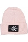 Calvin Klein Jeans Bonnet Femme Monologo Patch Beanie, Pink Blush, Onesize