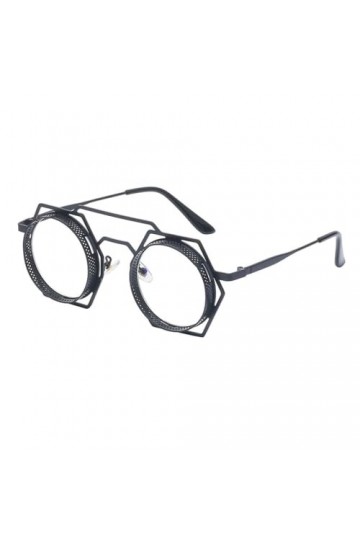 Lunettes de Soleil Creuses en Polygone en Métal Rétro Femmes Mode Rond Punk Hommes Lunettes de Soleil Miroir Dégradé Nuances 