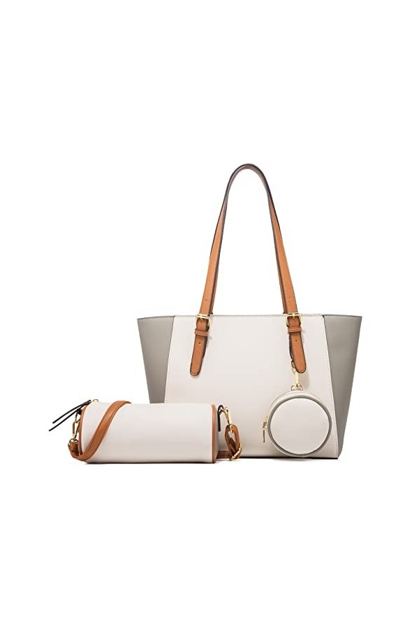 FANDARE Elégant Sac à Main Femme PU Cuir Sac Bandouliere Sac à épaule Ensemble 3 pièces Portefeuille Sacs Portés Sacoche Sac 