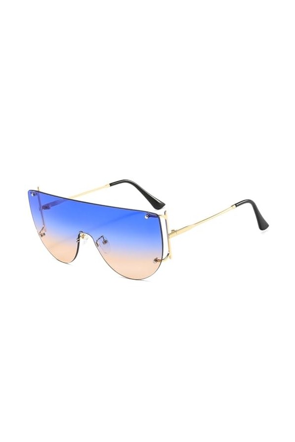HCHES Lunettes de Soleil Lunettes de Soleil Hommes Femmes Alliage Noir Monture en Métal Dégradés Lunettes de Soleil UV400,6, 