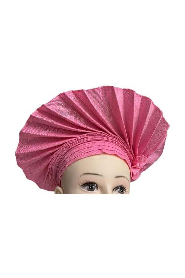 Couvre-chef africain Auto-Gele pour femme - Turban - Pour mariage et occasions spéciales., rose, taille unique