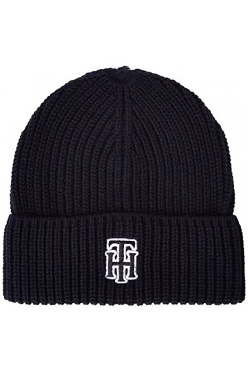 Tommy Hilfiger Feminine Prep Beanie Bonnet tricoté, Space Blue, Taille Unique Femme