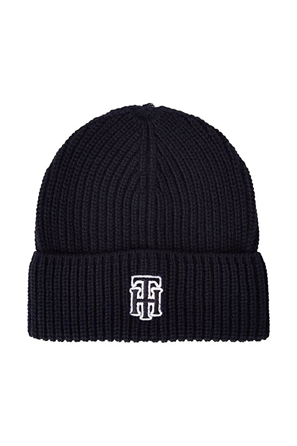 Tommy Hilfiger Feminine Prep Beanie Bonnet tricoté, Space Blue, Taille Unique Femme