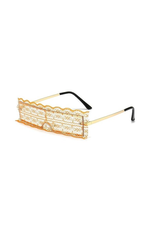 HPIRME Lunettes de soleil en dentelle florale sans monture femmes lunettes de soleil une pièce lunettes de soleil lunettes d