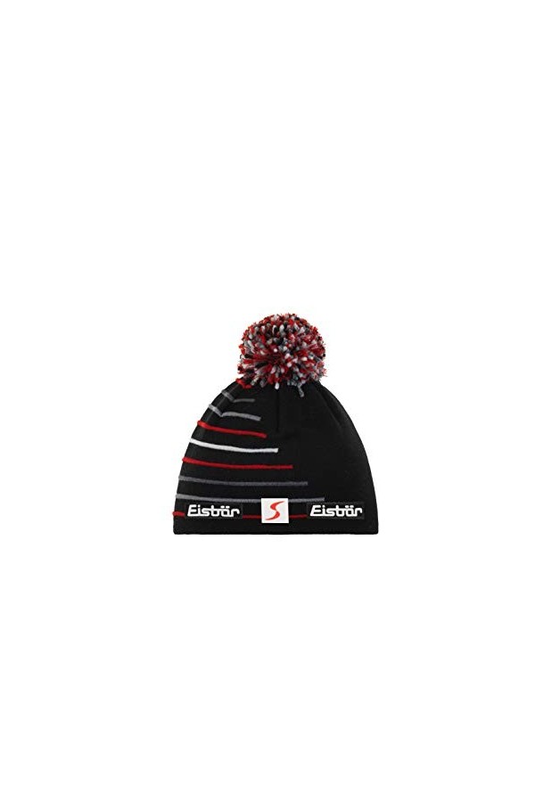 Eisbär Hurry Pompon MÜ SP Bonnet Mixte, Noir/Gris/Anthracite/Blanc, Taille Unique