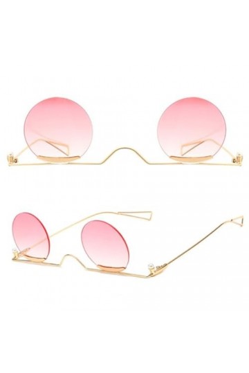 HCHES Lunettes de Soleil Rondes Vintage Monture en métal Femmes Hommes Lunettes sans Monture Steampunk Lunettes de Soleil Ros