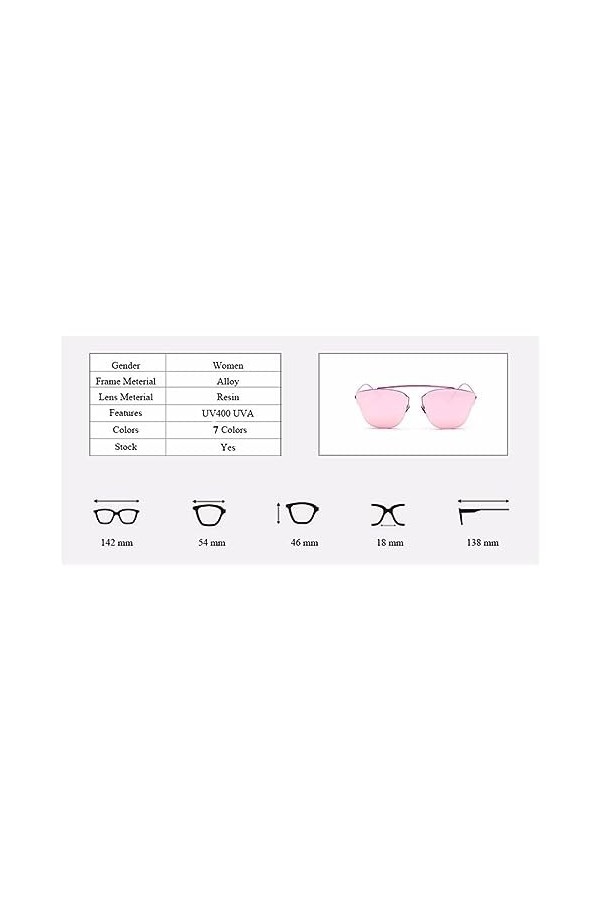 HPIRME Cat Eye Mirror Lunettes de soleil Femme Homme UV400 Point Mirror Lunettes de soleil,6,Taille unique