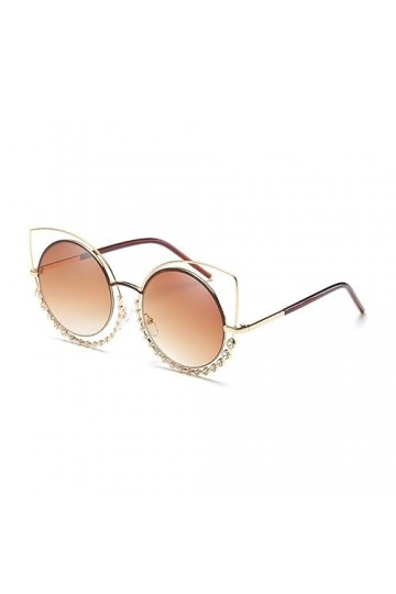 Cat Eye Femmes Lunettes de Soleil Rondes Diamant Lunettes de Soleil Miroir Rose Dame Femme UV400, 3, Taille Unique