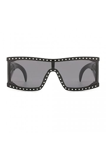 FOOOZ Lunettes de soleil carrées surdimensionnées pour femmes Lunettes de soleil de luxe avec bouclier en cristal Lunettes de