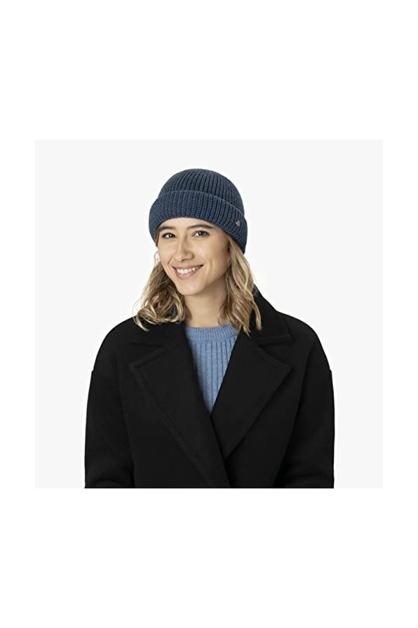 Lierys Bonnet Costa Docker Femme/Homme - Made in Germany pour Homme en Laine à Revers avec Revers, Bonnets Automne-Hiver - Ta