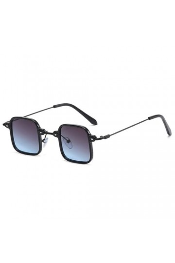 HCHES Lunettes de soleil rétro petites carrées femmes nuances dégradées UV400 hommes lunettes de soleil punk, noir gris bleu,