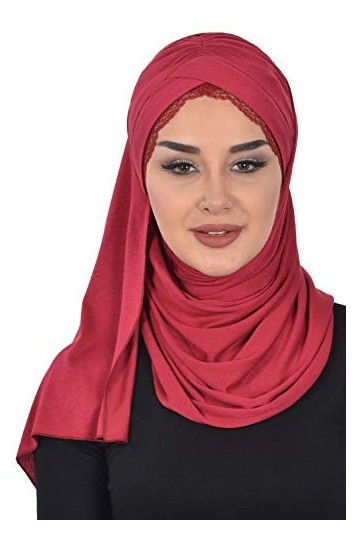 Châle pour femme en mousseline de soie modestie Turban Cap Chapeau tête Wrap Écharpe Marron
