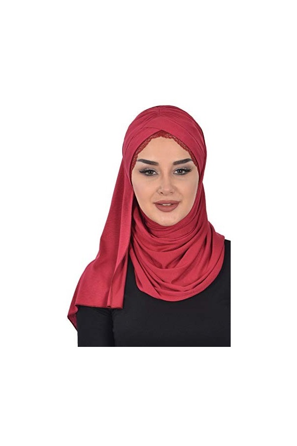 Châle pour femme en mousseline de soie modestie Turban Cap Chapeau tête Wrap Écharpe Marron
