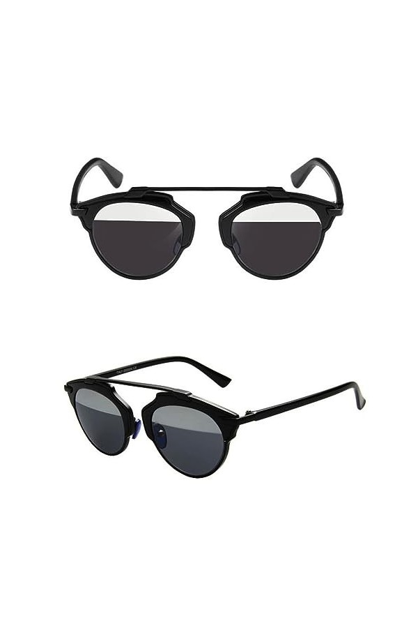 HPIRME Petites lunettes de soleil rondes hommes femmes miroir dame femme lunettes de soleil œil de chat, 9, taille unique