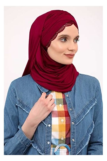 Châle pour femme en mousseline de soie modestie Turban Cap Chapeau tête Wrap Écharpe Marron