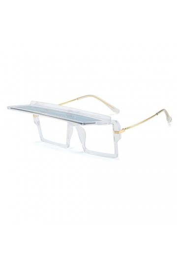 Lunettes de soleil carrées rabattables pour femmes Punk Lunettes de soleil Hommes One Piece Leopard Eyewear UV400 Lunettes, c