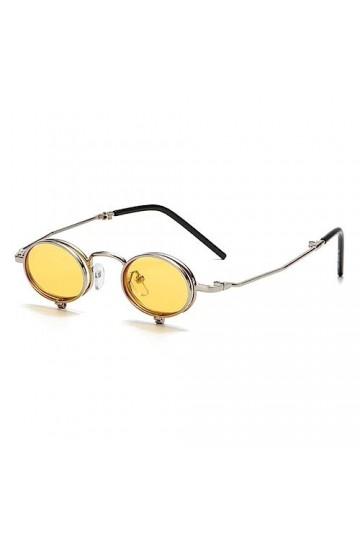 Steampunk Flip Up Lunettes de soleil Hommes Petite monture en métal Punk Lunettes de soleil rondes Femmes Retro Shades Lunett