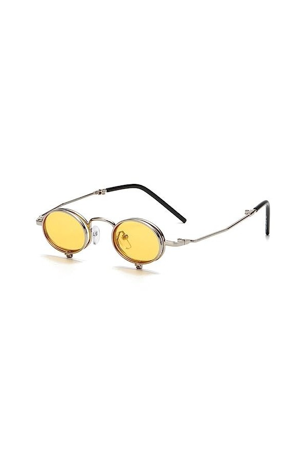 Steampunk Flip Up Lunettes de soleil Hommes Petite monture en métal Punk Lunettes de soleil rondes Femmes Retro Shades Lunett