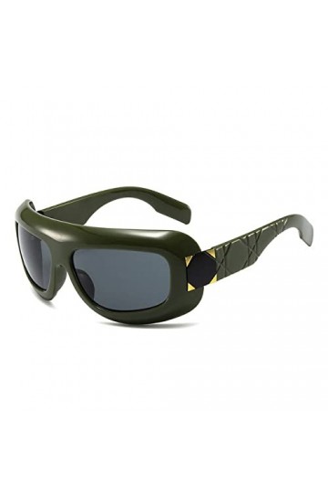 HCHES Vintage Cat Eye femmes lunettes de soleil coloré miroir lunettes nuances UV400 hommes carré lunettes de soleil, vert gr