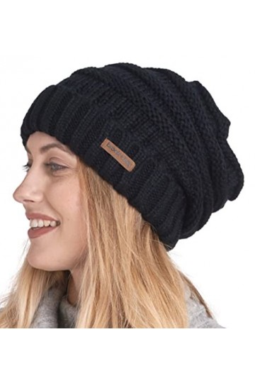 Brook + Bay Bonnet dhiver souple pour femme – Chapeaux surdimensionnés en tricot torsadé – Bonnet tricoté chaud et épais pou