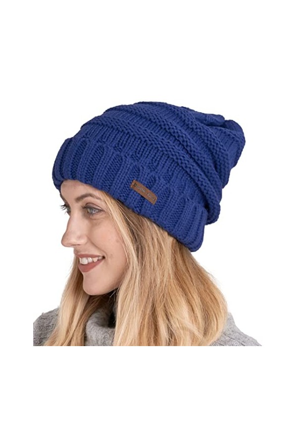 Brook + Bay Bonnet dhiver souple pour femme – Chapeaux surdimensionnés en tricot torsadé – Bonnet tricoté chaud et épais pou
