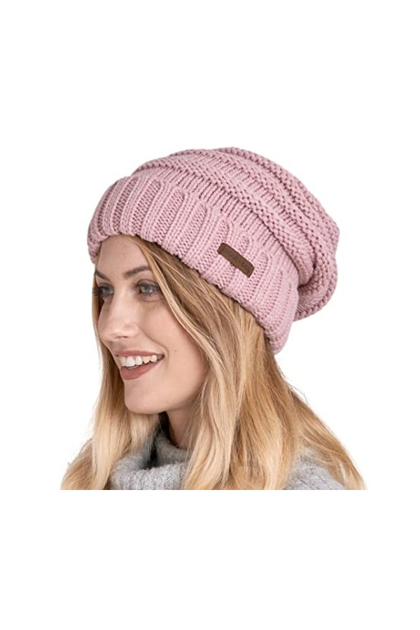 Brook + Bay Bonnet dhiver souple pour femme – Chapeaux surdimensionnés en tricot torsadé – Bonnet tricoté chaud et épais pou