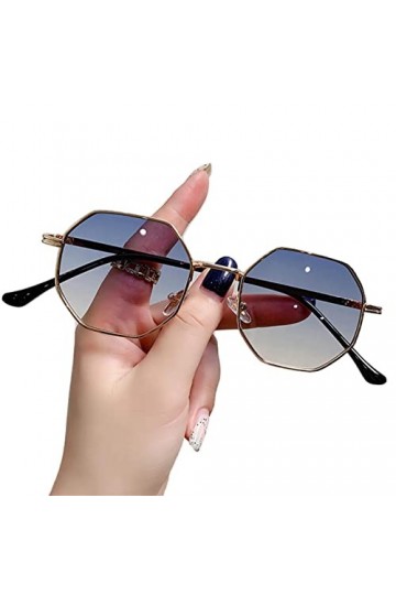 HIHELO Lunettes de soleil carrées tendance femmes hommes rétro lunettes de soleil polygonales lunettes de soleil métal lunett