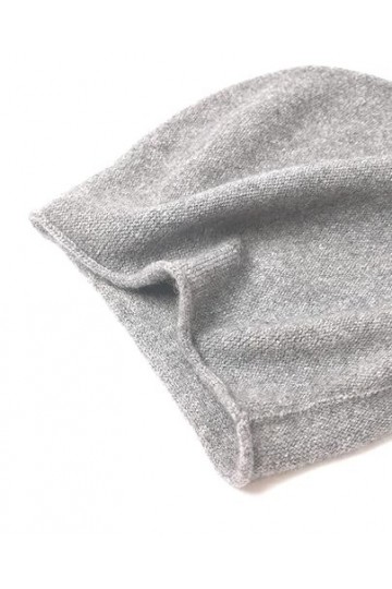 prettystern Bord roulé Couleur Unie Femme Casual Cachemire Laine Cashmere Bonnet tricoté Gris Clair