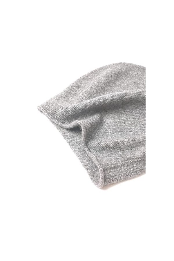 prettystern Bord roulé Couleur Unie Femme Casual Cachemire Laine Cashmere Bonnet tricoté Gris Clair