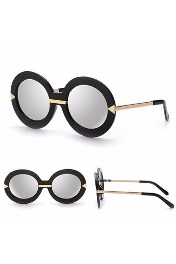 HPIRME Femmes grandes lunettes de soleil Pure Mori Girl Style flèche femme Wrap léopard lunettes de soleil miroir Vintage ron