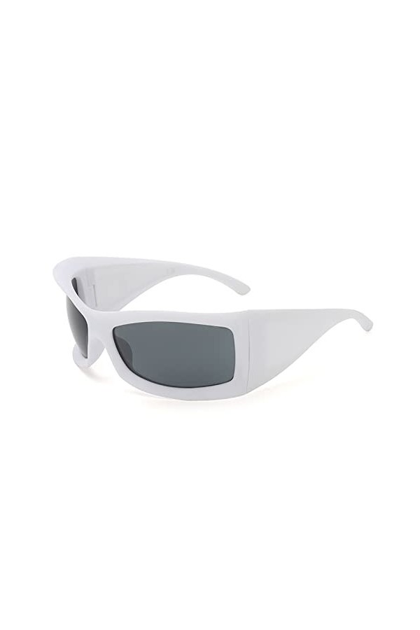 HCHES Lunettes de soleil yeux de chat femmes lunettes de soleil pour hommes Vintage Wrap Around Punk Eyewear, C2 blanc gris, 