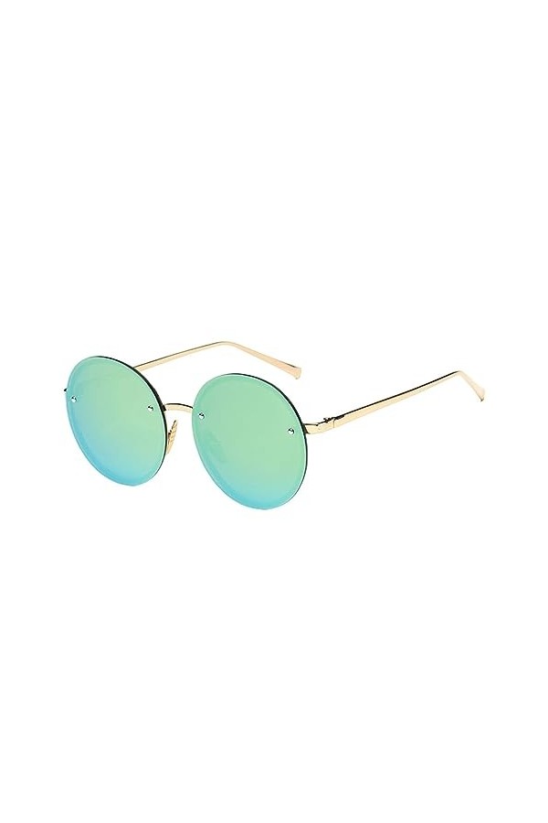 HPIRME Lunettes de soleil rondes pour femmes Vintage Lady Oversize Clear Pink Lunettes de soleil Été, 6, Taille unique