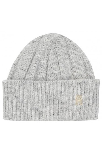 Tommy Hilfiger Th Timeless Bonnet tricoté, Medium Grey Heather, Taille Unique Femme