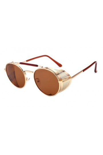 Lunettes de soleil pour hommes et femmes Vintage Steampunk Lunettes de soleil Hommes Design Lunettes rondes Steam Punk Lunett